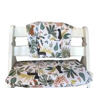 LUCCA kids, Coussin de chaise haute, Facile à nettoyer, Antidérapant, Compatible avec Hauck Alpha et chaises hautes similaires - Jungle blanche