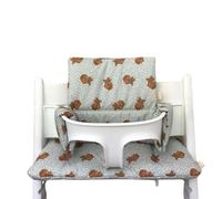 LUCCA kids Coussin pour chaise haute Stokke Tripp Trapp - avec revêtement laminé pour un nettoyage facile (Ours gris verdâtre)