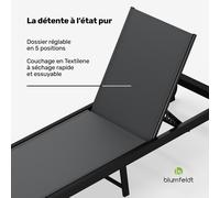 Lucca Lounge chaise longue | charge supportée 120 kg | 5 positions | déperlant