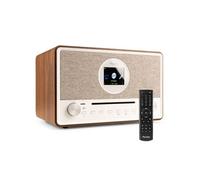 Audizio Lucca Radio Dab+ Internet Wi-FI 60W - Bois, Écran LCD 2,8", Bluetooth 5.0, CD, Deux Haut-Parleurs, Sortie Casque, Télécommande Incluse, Idéale pour Écouter la Radio à la Maison