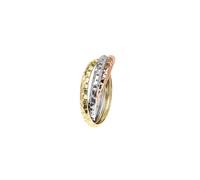 Lucchetta - Bague Trois Anneaux Entrelacés en Or Rose/Blanc/Jaune avec Effet Scintillant - Or Véritable 14 Carats, Tailles 50-62, Made in Italy Certifié,