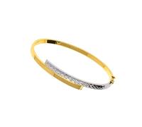 Lucchetta - Bracelet en or jaune 14 carats avec gravure, Bracelet en Or Blanc Jaune pour femmes filles, 50mm X 60mm