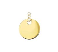 Lucchetta - Médaille Ronde à Graver avec Saphirs 0,09 cts - Pendentif Or Jaune 14 carats - 16 mm - Charms pour Colliers (jusqu'à 4 mm) - Femme fille