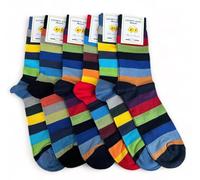 Lucchetti Socks Milano Lot de 6 paires de chaussettes pour hommes courtes en coton fil d'Écosse élastique d'été fantaisie, Set lignes colors 4, Taille unique