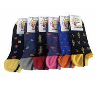 Lucchetti Socks Milano Lot de 6 paires fantômes pour homme en coton coloré, fantaisie avec fil d'Écosse à pois, motifs chaussettes courtes à la cheville, fabriquées en Italie - - Taille unique