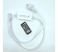 Luccika Adaptateur de transformateur professionnel pour chaînes à LED RGB contrôleur avec télécommande, prise Schuko, IP44, 230 V pour utilisation en extérieur et en intérieur