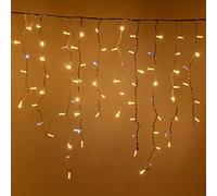 Luccika Cascade de stalactites professionnels, couleur lumières blanc chaud, 5 mètres avec 380 maxi LED de 8 mm, flash glace, pendentifs différentes longueurs jusqu'à 1 mètre, extensible, pour une