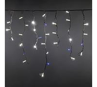 LUCCIKA Cascade de stalactites tente pluie 5 x 0,7 m avec 200 MaxiLed et flash pour usage extérieur intérieur professionnel extensible (blanc glace avec flash bleu, 5 mètres avec 200 LEDs)