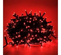 Luccika Guirlande LED Intérieur/Extérieur, 5m, 8 Modes d'Éclairage, Contrôleur 31V avec Mémoire, IP44 Étanche, Câble Vert, pour Noël, Fêtes et Décorations (Rouge, 9M 180LED)