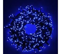Luccika Guirlande LED Intérieur/Extérieur, 5mm, 8 Modes d'Éclairage, Contrôleur 31V avec Mémoire, IP44 Étanche, Câble Vert, pour Noël, Fêtes et Décorations (Bleu, 5M 100LED)