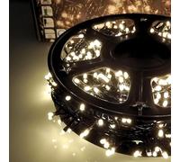 Luccika Guirlande LED Intérieur/Extérieur, 8 Modes d'Éclairage, Contrôleur 31V avec Mémoire, IP44 Étanche, Câble Vert, pour Noël, Fêtes et Décorations (Blanc Chaud, 50M 1000LED)