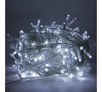 Luccika Guirlande lumineuse LED 31V avec 8 effets lumineux et minuterie, guirlande lumineuse de Noël pour sapin et extérieur IP44, câble transparent (Blanc Glacé, 9M 180LED)