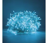 Luccika Guirlande lumineuse LED 31V avec 8 effets lumineux et minuterie, guirlande lumineuse de Noël pour sapin et extérieur IP44, câble transparent (Bleu Vert, 5M 100LED)