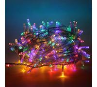 Luccika Guirlande lumineuse LED 31V avec 8 effets lumineux et minuterie, guirlande lumineuse de Noël pour sapin et extérieur IP44, câble transparent (Multicolore, 25M 500LED)