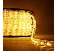 Luccika Tube lumineux à LED jaune professionnel de 50 mètres découpable prêt à l'emploi avec accessoires IP67 pour une utilisation intérieure et extérieure