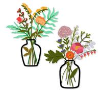 Luccyle Décorations murales en métal multicolores 2 pièces ornementation parietal salon de fleurs en métal, décor d'art mural de fleurs en alliage - aménagement rustiques de la ferme