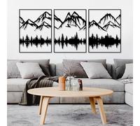 Luccyle Ensemble de 3 pièces Art Déco mural en métal Monténégro et forêt,Art mural rustique,intérieur et extérieur logo de décoration intérieure en métal (53 × 23,6 pouces)