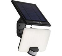 Luceco LEXSF8B40 Projecteur d'extérieur LED solaire avec détecteur de mouvement PIR Lumière de sécurité Éclairage extérieur Design angulaire Réglable Gardien Noir IP65 8 W 800 lm 4000 K