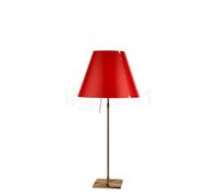 Luceplan Costanza Lampe de table abat-jour rouge/châssis laiton - télescope - avec variateur , Vente d'entrepôt, neuf, emballage d'origine
