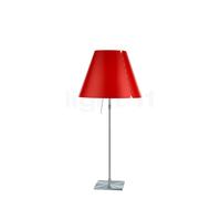 Luceplan Costanza Lampe de table abat-jour rouge groseille/châssis aluminium - télescope - avec variateur
