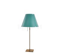 Luceplan Costanza Lampe de table abat-jour vert/châssis laiton - télescope - avec variateur , Vente d'entrepôt, neuf, emballage d'origine