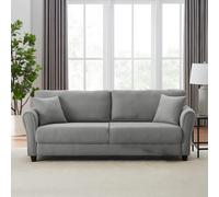 LUCERNE - Canapé droit en tissu 4 places gris clair