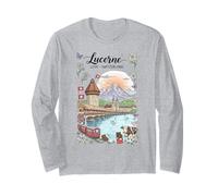 Lucerne Suisse Vue panoramique Souvenir Alpin Manche Longue