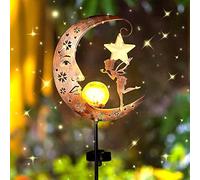 Luces Solares para Jardín,Luces Solares Adornos de JardíN,Luces Decorativas al Aire Libre,LáMpara Solar Luna,Luces Decoracion de Metal de Luna,DecoracióN de Patio, Butterfly Elf