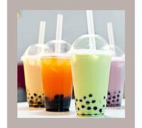 Lucgel Srl Lot de 100 verres en PET transparent capacité 500 cc avec couvercle à Dome avec trou idéal pour Bubble Tea
