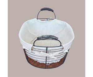 Lucgel Srl Panier ovale en fer noir Housse coton 350 x 250 H 130 cm pour Noël Pâques