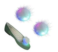luchike Lot de 2 pinces à chaussures pelucheuses d'Halloween de 6,6 cm, pompons blancs pour chaussures, costumes de fée, cosplay, pour femmes, ballerines vertes, boules de chaussures plates