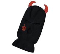 luchike Masque de ski en forme de crâne avec cornes de diable à 3 trous - Masque intégral pour ski, cyclisme, camping, escalade - Unisexe, Noir , M/L