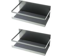 Luchs Lot de 2 étagères magnétiques pour réfrigérateur en acier inoxydable, étagère suspendue, étagère de cuisine, étagère à épices, étagère de réfrigérateur, organiseur avec 4 crochets (anthracite)