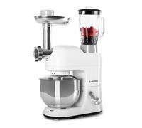 Robot pâtissier - Klarstein Lucia Bianca - Robot multifonction - Hachoir - Mixeur - 1200W - Robot cuisine - bol 5 L - 6 vitesses