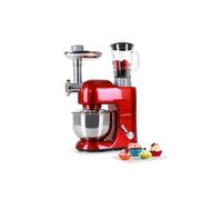 Lucia Rossa Robot de cuisine multifonction avec hachoir - Set d'accessoires complet - Bol mélangeur 5 litres - 1200W - Rouge