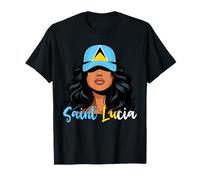 Lucian Girl Drapeau Sainte Lucie Fière Sainte Lucie Femme T-Shirt