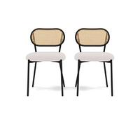 Luciano - lot de 2 chaises cannage - dossier arrondi - en tissu bouclette - Beige