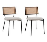 Lisa Design - Luciano - Lot de 2 chaises cannage - en Tissu Bouclette, Beige