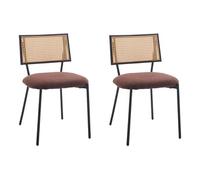 Luciano - lot de 2 chaises cannage - en tissu bouclette - Marron