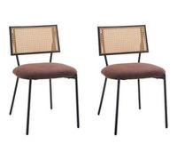 Luciano - lot de 2 chaises cannage - en tissu bouclette - Marron