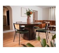 Lisa Design - Luciano - Lot de 2 chaises - en Tissu Bouclette, Vert Kaki