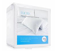 LUCID Protège-Matelas - Protège entièrement Le Matelas pour Une Protection imperméable, Anti-allergènes, Anti-punaises de lit, Blanc, King Pillow Protector Set (2)