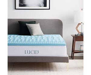 LUCID Surmatelas 80 x 190 cm | 5 Zones Ergonomiques et Respirante| Mousse à Memoire de Forme avec Gel Rafraichissant |Épaisseur 5 cm, 1 personne, Blue
