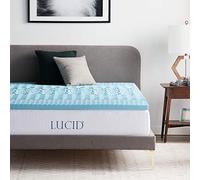 LUCID Surmatelas 90 x 190 cm | 5 Zones Ergonomiques et Respirante| Mousse à Memoire de Forme avec Gel Rafraichissant |Épaisseur 5 cm, 1 personne, Blue