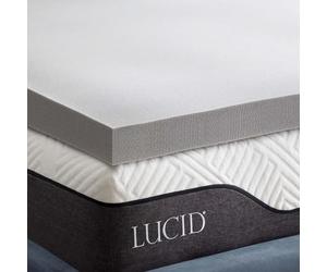 LUCID Surmatelas de 7,5 cm en Mousse à mémoire de Forme au de Charbon de Bambou - Surmatelas 150 x 200 cm, Gris