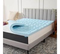 LUCID Surmatelas en Mousse à mémoire de Forme infusée de Gel - 7,6 cm - 5 Zones de Confort pour soulager la Pression - Mousse certifiée CertiPUR-US - Lit Double