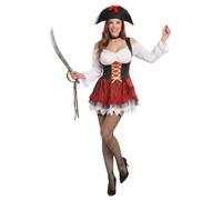 Déguisement pirate sexy blanc et rouge femme