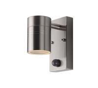 LUCIDE ARNE-LED IR - Spot mural/Applique mural Intérieur/Extérieur - Ø 6,3 cm - LED - GU10 (MR16) - 1x5W 2700K - IP44- Détecteur De Mouvement & Jour/Nuit - Chrome Dépoli