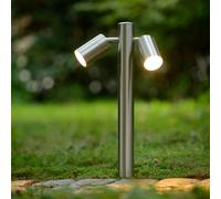 LUCIDE ARNE-LED - Borne extérieur - Ø 6,3 cm - LED - GU10-2x5W 2700K - IP44 - Chrome Dépoli