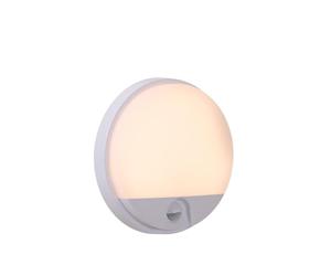 LUCIDE HUPS IR - Applique murale Intérieur/Extérieur - Ø 21 cm - LED - 1x10W 3000K - IP54 - Détecteur De Mouvement - Blanc